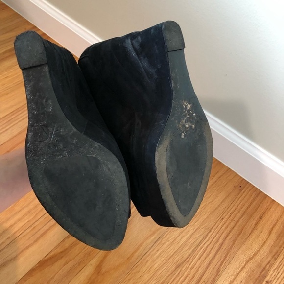 Diane Von Furstenberg Payton Black Wedge Boots Peep Toe Lace Up Black Su… - Picture 7 of 10